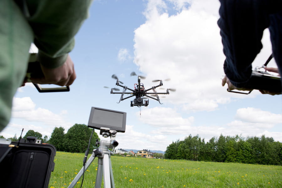 Students and researchers working with drones in Cork