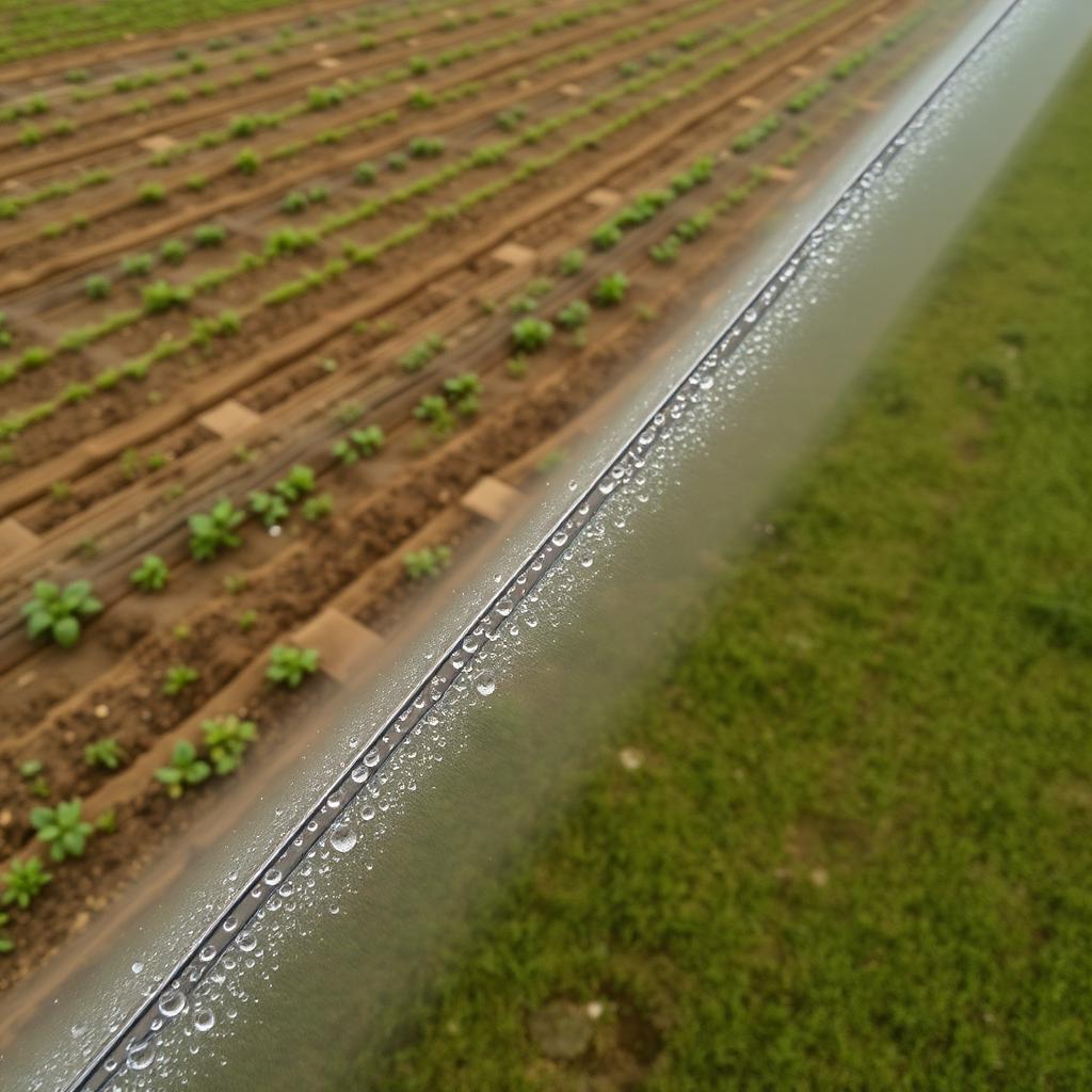 Aerial view of irrigation and drainage patterns across farmland